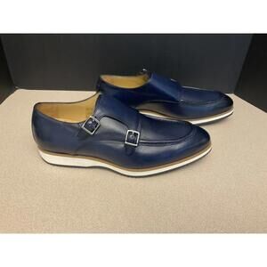 New! Men’s Paul Frederick Leather Double Monk Strap Navy Dress Shoes. Size 10.